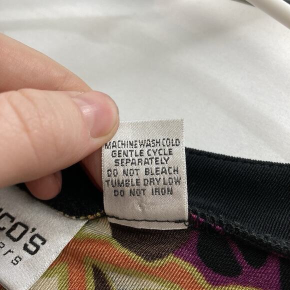 Chico’s‎ Travelers Black Modern Print Top Size 2 Large Slinky Knit Statement - Picture 6 of 10